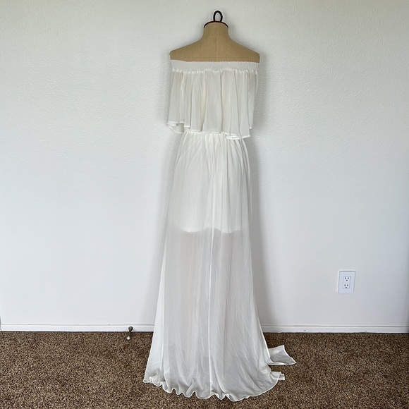 Show Me Your Mumu Hacienda Maxi Dress Wedding Cake Chiffon Size L - Picture 5 of 9